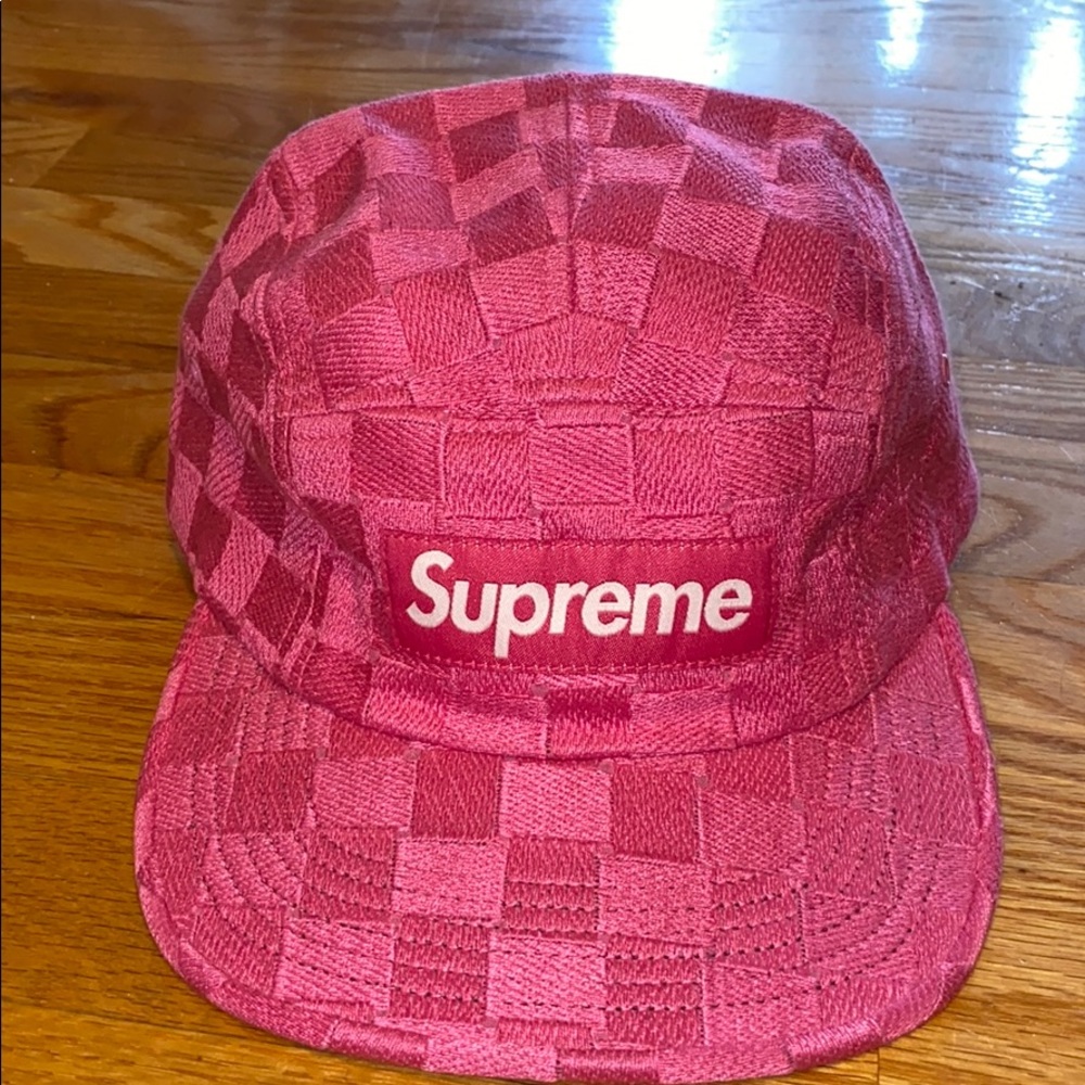 5 Panel Pink Checker board Supreme Camp Hat